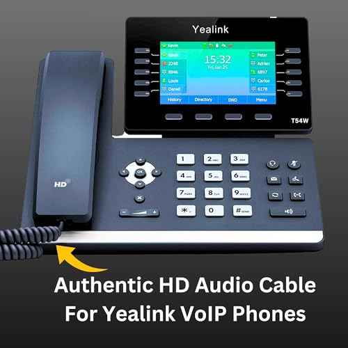 Yealink Phone Cord HD Compatible Audio 6 ft Universal Curly Handset Replacement Cable ? For Desk Landline Yealink Telephones including T54W, T43U, T33, T26 and more, Resolves static noise issues