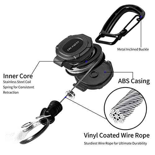 2 Pack Retractable Keychain Heavy Duty Carabiner Badge Holder, Tactical ID Badge Reel with 32¡± Steel Retractable Cord, 8.0 OZ