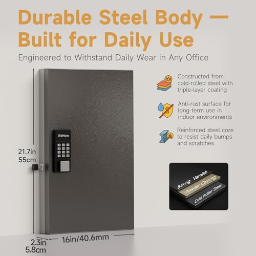 72-Key Smart Key Cabinet with Keypad & App – Wall-Mount Lock Box Organizer