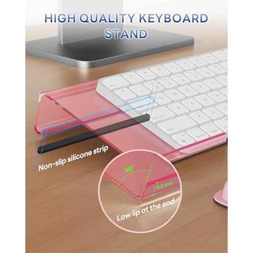Computer Keyboard Wrist Rest Stand for Desktop, Keyboard Holder for Easy Typing with Wrist Pad for Office Desk, Home, School (Pink)