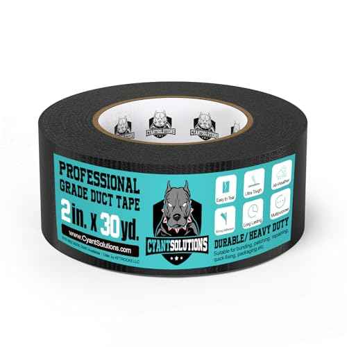 Black Duct Tape Heavy Duty, Super Strong Sticky and No Residue Black Waterproof Duct Tapes, Multi-Use Duct Tapes for Packaging, Binding, Material Handling, 1 Roll (2 Inch x 30 Yards)