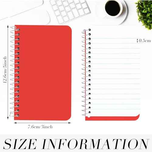 Leinuosen 100 Pack Mini Spiral Notebooks 3'' x 5'' Bulk Small Pocket Memo Pad 75 Sheets for College Ruled Office Home Business Work(Bright,Side Spiral)