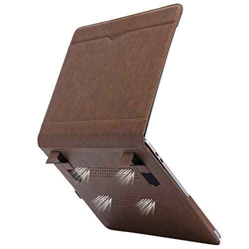 TYTX Compatible with MacBook Air 15 inch Case 2023 2024 Release M3 A3114 M2 A2941 with Liquid Retina Display & Touch ID Laptop Sleeve Protective Folio Book Cover with Vents (Dark Brown)
