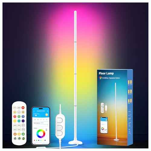 DAYBETTER Smart Floor Lamp, RGB+IC Corner Lamp with APP and Remote, 130LM Ambient Lighting Floor Lamps for Bedroom, 16 Million Colors, Music Sync, LED Floor Lamp for Living Room