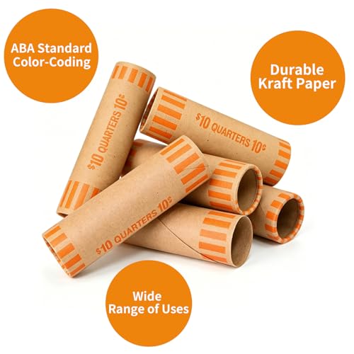 80 Pcs Quarter Coin Wrappers - Preformed Rolls for Currency Storage (Volokitx, Quarter(80 PCS))