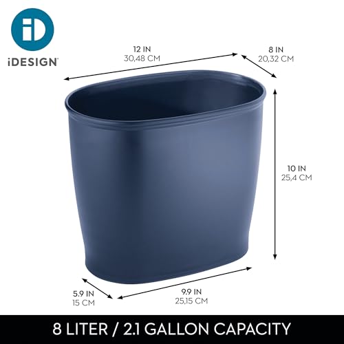 iDesign Slim Plastic Bathroom Trash Can Navy Blue Pack of 1