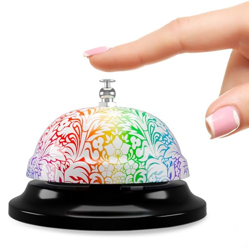 Steel Floral Classroom Service Bell for Teachers - 3.4 Inch Desk Bell
