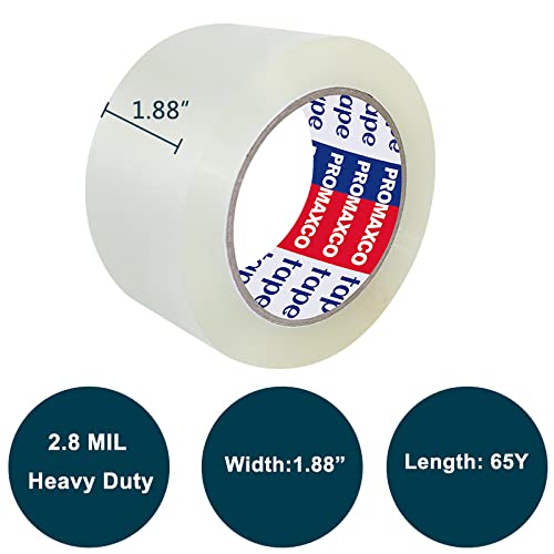 Heavy Duty Packing Tape - Ultra Strong Clear Tape | 6 Rolls, 390 Yards Total, 2.8 Mil Thickness