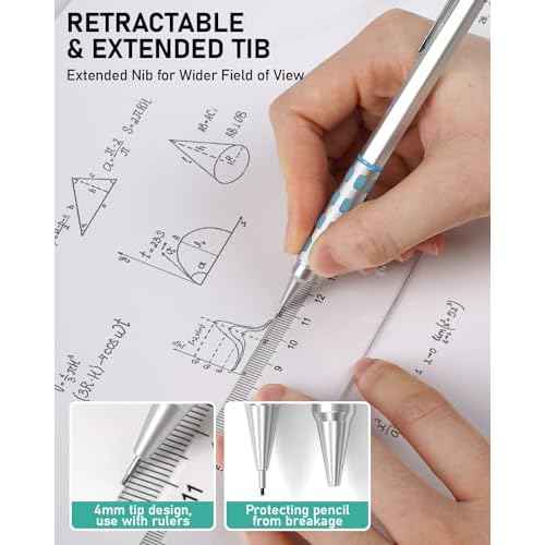 Nicpro Blocky Gear Metal Mechanical Pencil Set with Leather Case, 40PCS Art Drafting Pencil 0.5, 0.7, 0.9 & 2mm Lead Pencil with 352PCS (HB 2H 4H 2B 4B 6B Color) Lead Refills for Sketching Drawing
