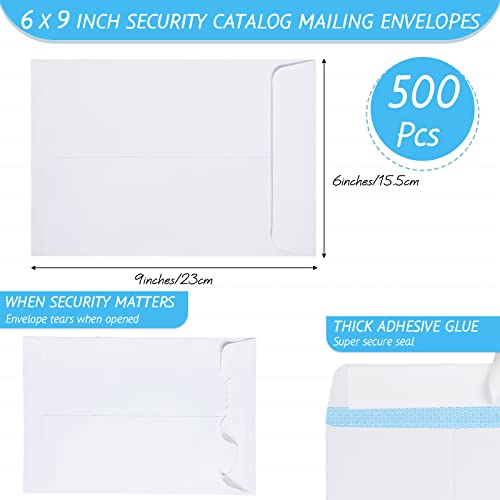 500 Pcs Self Adhesive White Catalog Envelopes 6x9 Secure Mailing for Documents