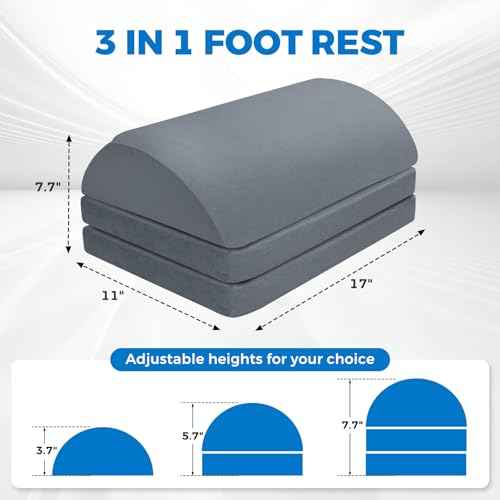 Foot Rest for Under Desk at Work with 3 Adjustable Heights Foam Under Desk Footrest with Washable Cover,Foot Stools for Office,Home and Car,Grey