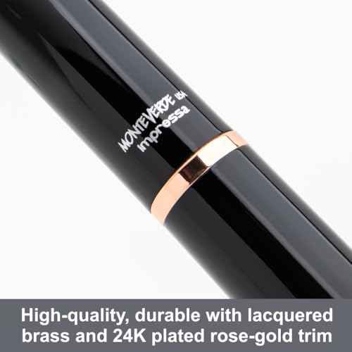 Monteverde USA Impressa Fountain Pen Black with 18 Karat Rose Gold Trim - Stub Point - JoWo German Nib