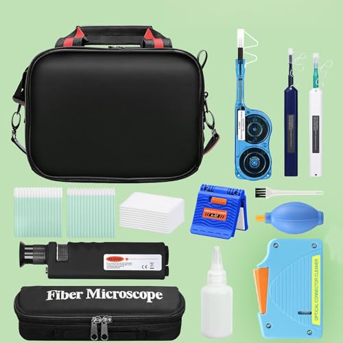 SumChan 13-in-1 Fiber Optic Cleaning Kit with 400x Microscope & One-Click Pen