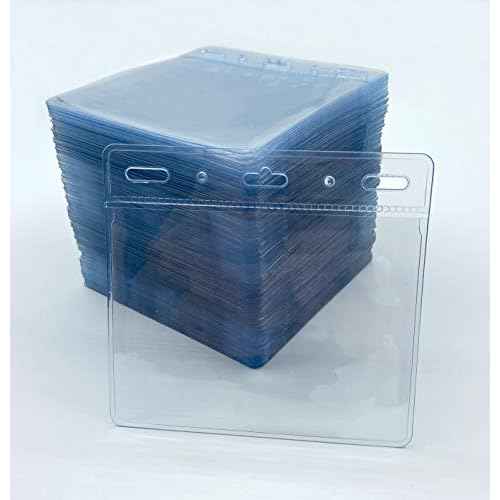 250 Pack - WTQ Zipperless Badge Holders (Fits 4x3in Inserts), Horizontal, Non-sealable, Quick Open Vinyl Pouch for Name Badge, Clear Plastic Sleeve for Tickets, Sports Cards
