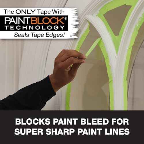 FrogTape Advanced Painters Tape, 2 Inch Wide (1.88-Inch x 45-Yard) Multi-Surface Tape with PAINTBLOCK, Conforms Around Curves & Contours, Tear-Free Removability, 1 Roll, Green