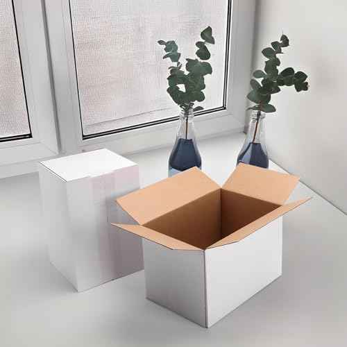 Hoikwo 9x6x6 Shipping Boxes Set of 25, White Corrugated Cardboard Box for Small Business for Packaging Mailing