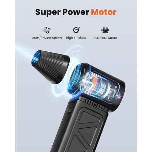 Compressed Air Duster, 150000RPM Cordless Air Duster 5-Gear Adjustable Electric Air Duster, Rechargeable Brushless Motor Air Blower for Keyboard, PC, Car, Outdoor and Home Cleaning