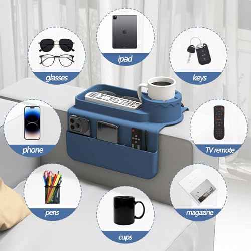 Couch Arm Cup Holder,Couch Caddy with Side Pockets,Silicone Couch Cup Holder Tray,Suitable for Storing Remotes,Snacks,Cell Phones,Ideal Gift for Your Family(2PCS)