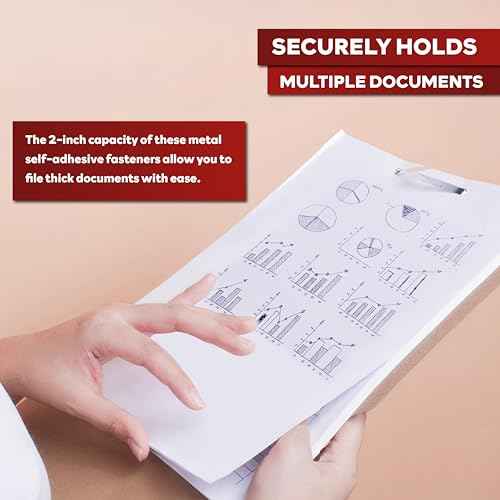 XFasten Self Adhesive Fasteners 2 Inch Capacity 500-Pack Archival-Grade Two Prong Paper Fasteners 2 Inch for Metal File Fastening, Folders, Medical Reports, Thick Paper Stacks, and Folder Accessories