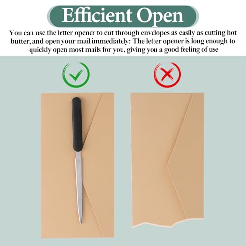 2 Pack Stainless Steel Letter Opener Envelope Slitter with Plastic Handle - Office & Home Use