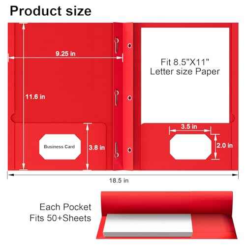 HABGP 100 Pack Two Pocket Folder with Prongs, Paper Folders with Pockets and Business Card Holder, Folders with Pocket Fit Letter Size, Organizing Papers in School, Office & Business 5 Color 20 Set