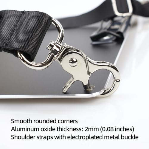 Three Clips Work Clipboards,Black Metal Aluminum Portable Field Clip Board,A3(12.6"X17.7") Heavy-Duty Large Clipboard with 2 Shoulder Straps