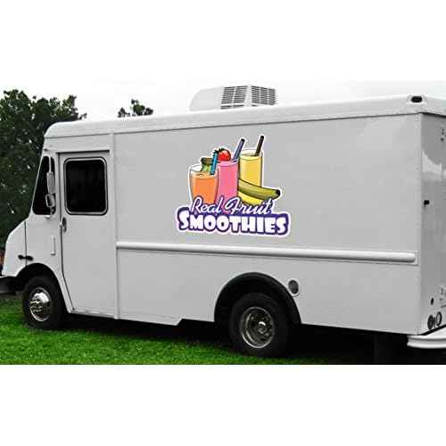 Real Fruit Smoothies 48" Concession Decal Sign cart Trailer Stand Sticker Equipment