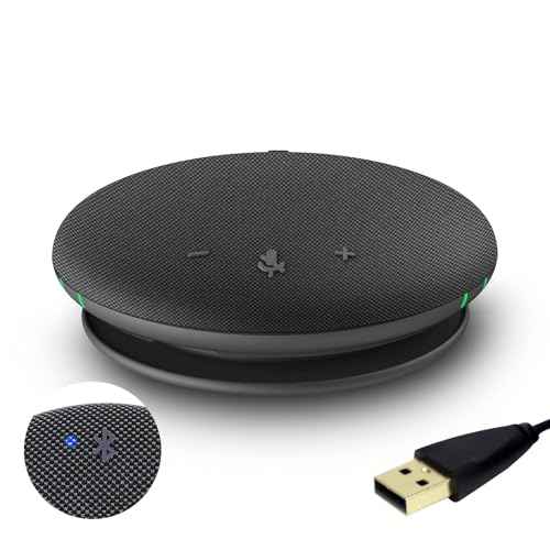 Conference Speaker and Microphone Computer Speakers with Microphone Speakerphone 360¡Æ Voice Pickup Max Bluetooth Distance 32.8ft Noise Cancellation for Video Calling Conferencing Recording