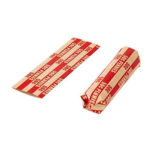 L LIKED 105 PCS Striped Flat Coin Wrappers Pennies Rolls Only, Red (105 PCS - Pennies)