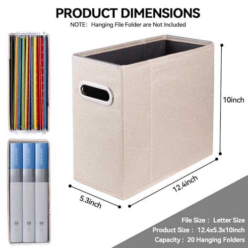 ComfortKeeper 4 Pack Letter Size File Organizer Storage Boxes Beige Collapsible