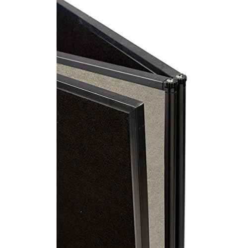 3-Panel Tabletop Display Board, 54 x 30 - Black and Gray Hook & Loop-Receptive Fabric, for Exhibitions and Trade Shows