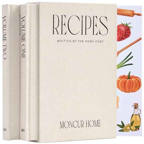 Recipe Book To Write In Your Own Recipes Set of 2 Blank Recipe Book Linen Beige with 2 Sticker Sheets Recipe Notebook Cookbook Recipe Journal Chef Gifts Make Your Own Notebook