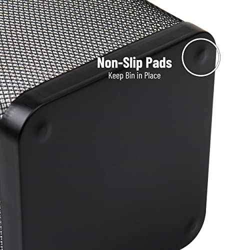 Mind Reader Mesh Trash Can, Waste Paper Basket, Square, Office, Metal Mesh, 9.75" L x 9.75" W x 12.25" H, Set of 4, Black