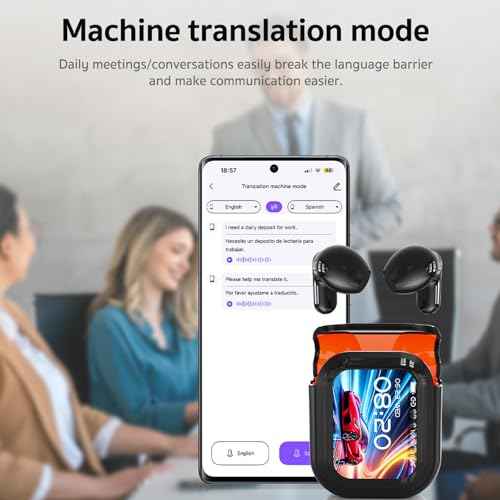 NE20 Earbuds, 2025 New NE20 AI Translation Earbuds in Real Time, Language Translator Headphones with LCD Touch Screen Audifonos Traductores Ingl?s Espa?ol Support 140 Languages for Travel White