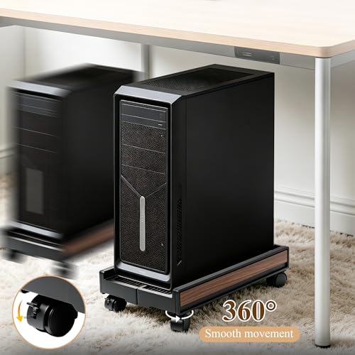 DoonTyxiad Adjustable PC Tower Cart with Wheels - Mobile Desktop Stand for Desktop Towers