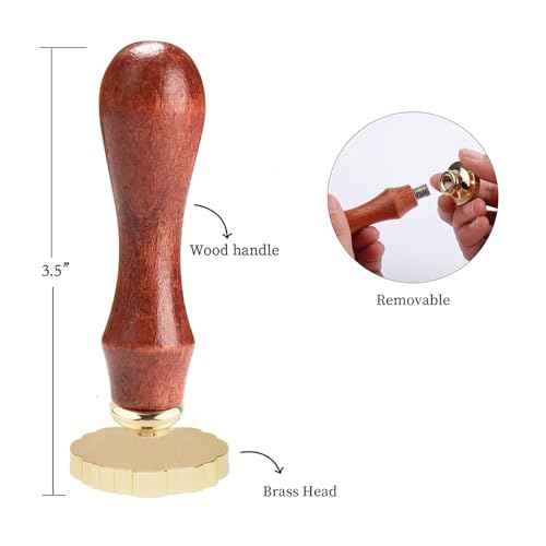 Frame Wax Seal Stamp Kit 6pcs Brass Wax Seal Head with Removable 6pcs Wood Handle Vintage Photo Frame Stamp Design for Wedding Invitations Sealing Letters Envelopes Diplomas Scrapbooking-Kit 1