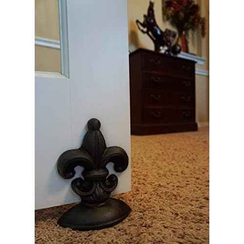 Lulu Decor, Cast Iron Fleur De Lis Door Stop, 2 Lbs, Door Stopper (Antique Black)