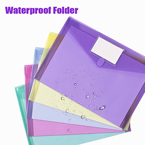 Sooez Multicolor 10-Pack A4 Plastic File Folders Waterproof Document Envelopes