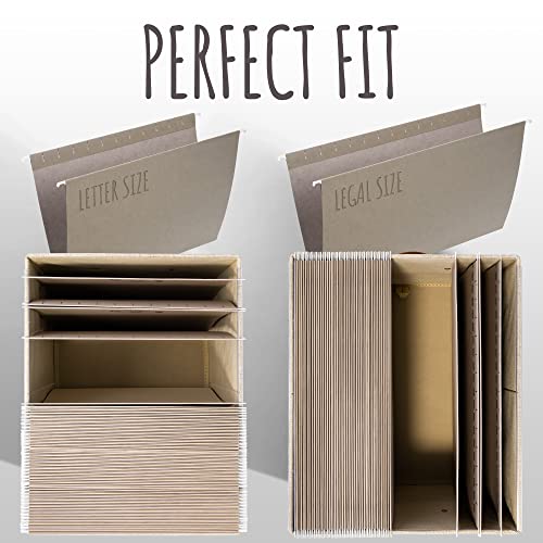 Ivory Linen File Organizer Box Set of 2 - Collapsible Desk & Office Storage