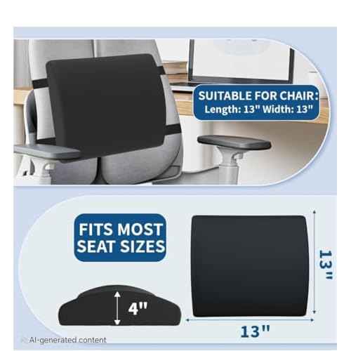 Memory Foam Chair Cushion and Back Support for Office Chair, Lumbar Support Pillow, Non Slip Sitting and Back Rest for Gaming, Car Seat Cushion and Office Chair