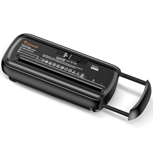 Bonsaii Black 6-Sheet Strip Cut Paper Shredder for Home Office