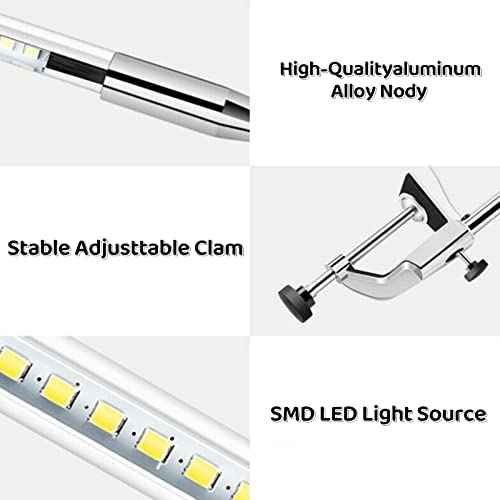 Desk Lamp with Clamp, 3 Modes 10 Brightness 360¡Æ Rotation Eye-Caring Reading Light,8W Long Flexible Gooseneck, Architect Task Lamp, USB Clamp Light for Home Office Manicure Reading