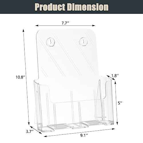 Acrylic Brochure Holder 8.5x11 Inches Slant Back Design, Clear Display Stand, Plastic Table Stand Sign Holder,Pamphlet Holder Flyer Holder, Acrylic Display Stand, Acrylic Table Signs Plastic Paper Holder for Office, Home, Store, 4 Pack
