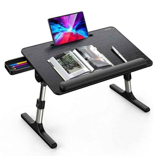 Besign LT07 Lap Desk [Extra Large], Adjustable Laptop Table, Portable Standing Bed Desk, Foldable Sofa Breakfast Tray, Notebook Computer Stand for Reading and Writing (Black)