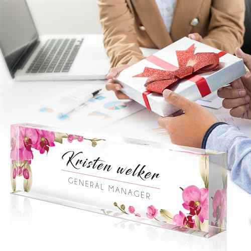 Gowelly Desk Name Plate Personalized, Custom Name Plate for Desk, Personalized Christmas Gifts for Coworkers Desk Decor, Appreciation Office Gifts for Employees, Teacher, Nurse, Social Worker