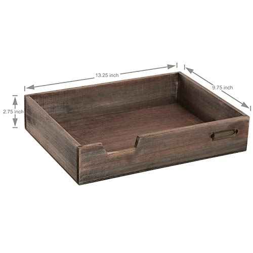 MyGift Set of 2 Vintage Distressed Finish Brown Wood Stackable Office Desktop Document Letter Paper Tray