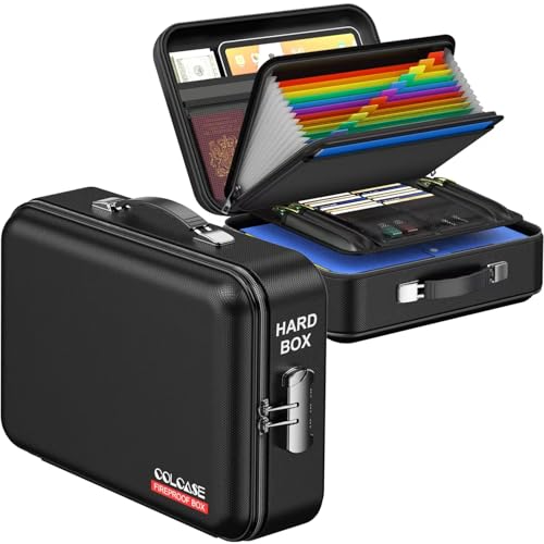 15x11x5 Inch Fireproof Document Box with Lock - Black, UL-94 VTM-0 Certified Safe Organizer