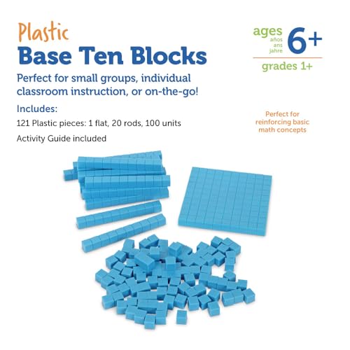 Learning Resources Base Ten Blocks Smart Pack - Place Value Math Manipulatives Set for Classroom & Homeschool