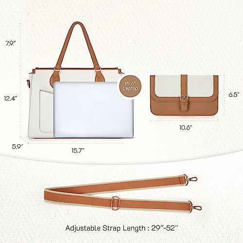 Missnine Laptop Bag with Removable Purse - 15.6 inch Computer Bag Leather Briefcase for Women Work Tote for Office, Travel