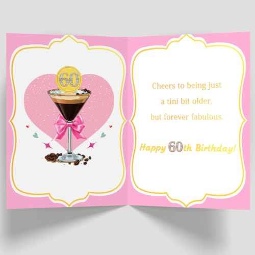 Espresso Martini 60th Birthday Card Gifts for Women, Happy 60 Year Old Birthday Decorations for Her-A Tini Bit Older Birthday Gift